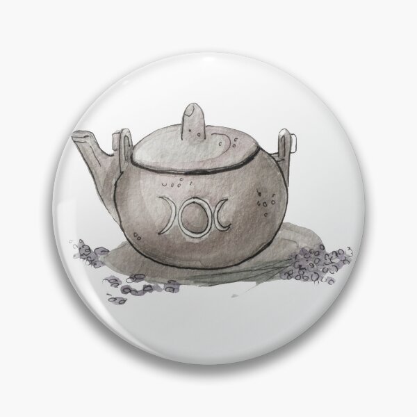 Item preview, Lavender Tea in a Silver Kettle with Moon Insignia Illustration in Watercolor  designed and sold by Regan Ralston.