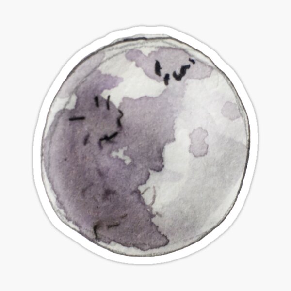 Little Lavender Moon Illustration in Watercolor Sticker