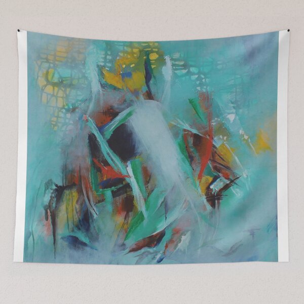 Item preview, Arte abstracto verde turquesa designed and sold by artbydeepa.