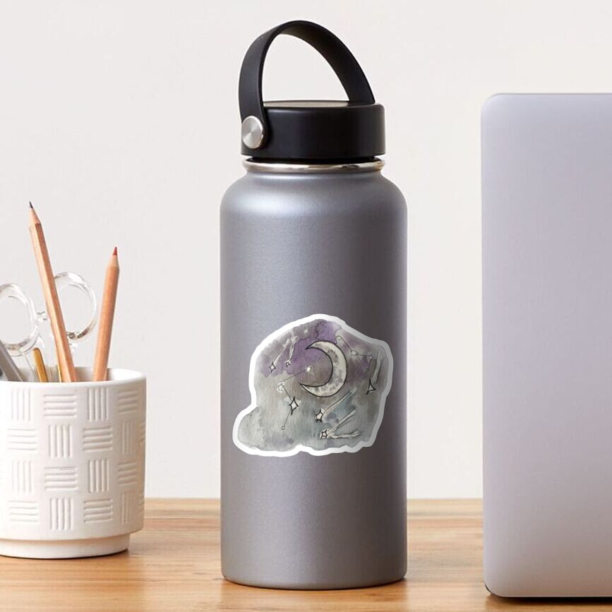 Whimsical Night Sky with Constellations Illustration in Watercolor Sticker