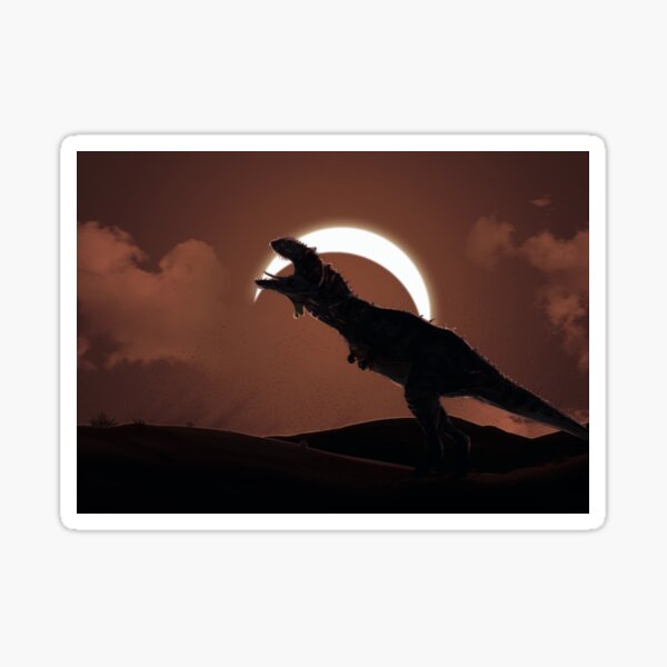Majungasaurus Howling at the eclipse Sticker
