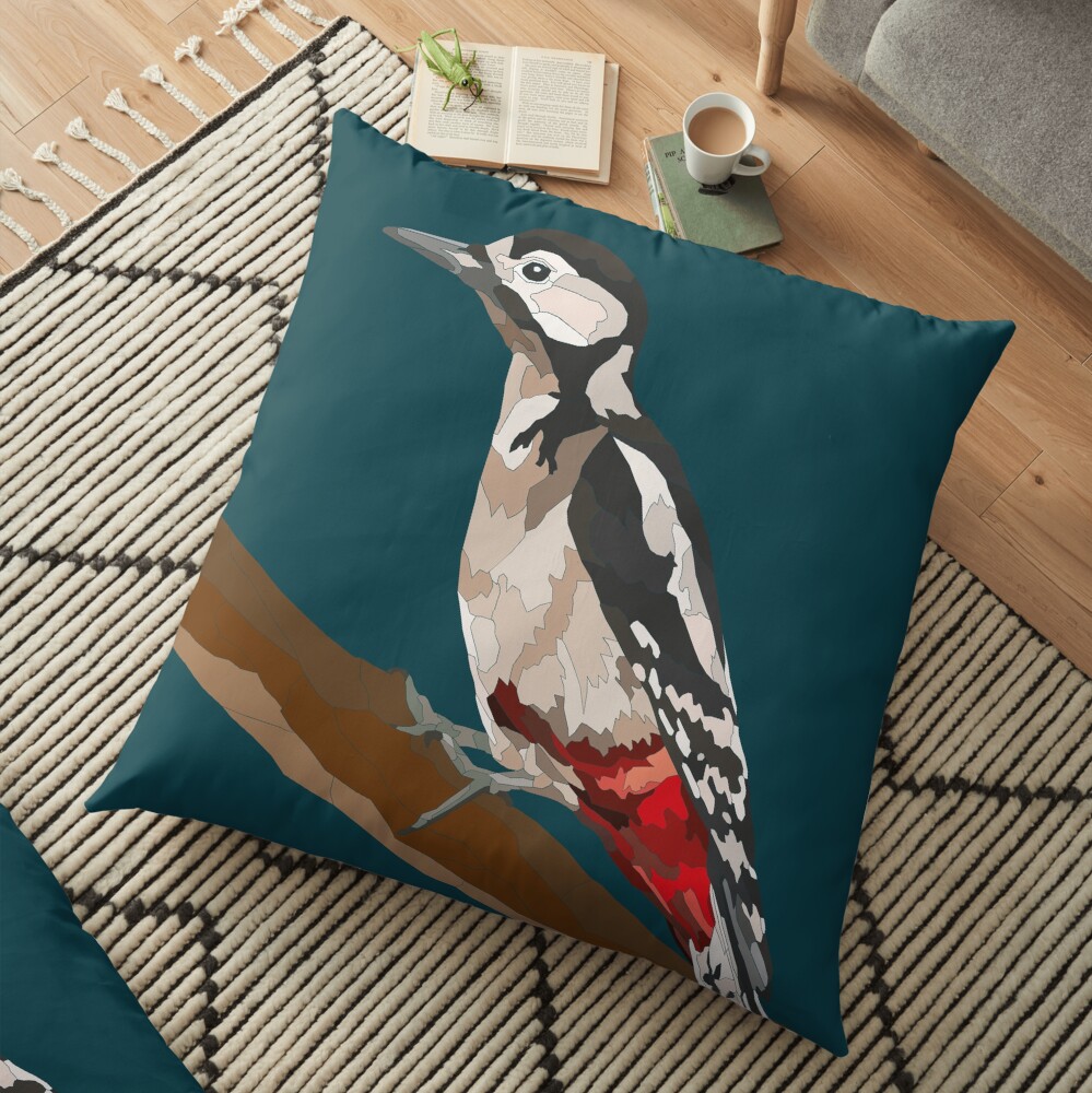 Woodpecker Design Floor Pillow