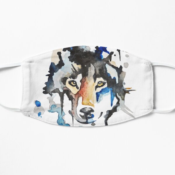 Watercolour Wolf Flat Mask