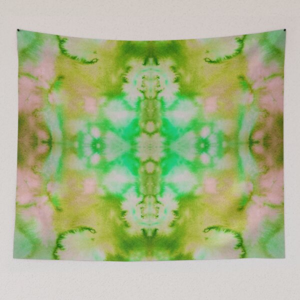 Item preview, Green Pink Yellow Batik Fractal Mandala Tie dye pattern V2 designed and sold by blastshmucks.