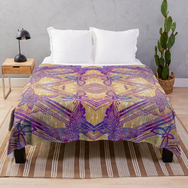 Item preview, Filigree Butterfly Chinoiserie Chic Stencil - Purple Yellow designed and sold by AndreaHelmArt.