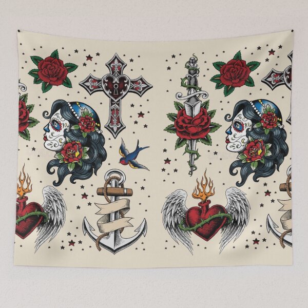 Item preview, Tattoo skull designed and sold by kamikrison.