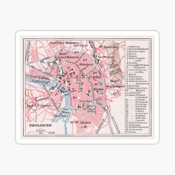 Item preview, Vintage Map of Toulouse France (1900) designed and sold by BravuraMedia.