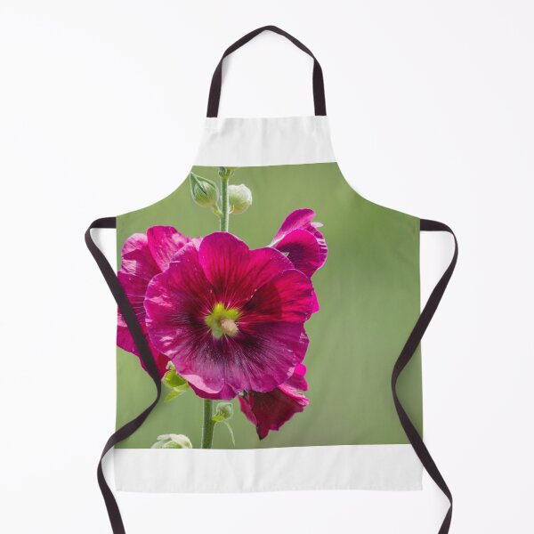 Item preview, Large wine-colored Hollyhock flowers soft green background designed and sold by Rabbitti.