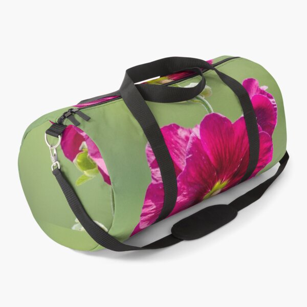 Item preview, Large wine-colored Hollyhock flowers soft green background  designed and sold by Rabbitti.