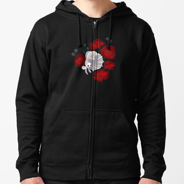 Bettas and Poppies Zipped Hoodie