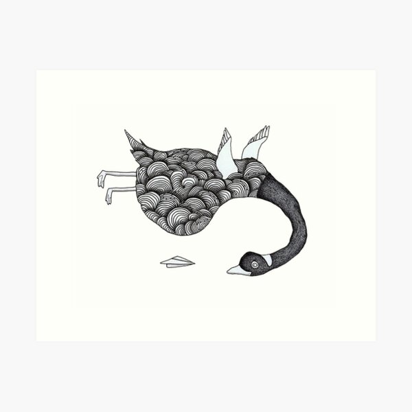 Goose with Airplane Art Print