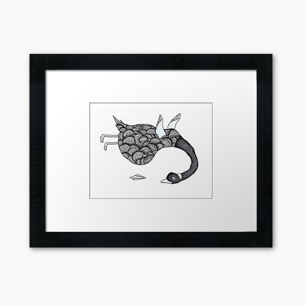 Goose with Airplane Framed Art Print
