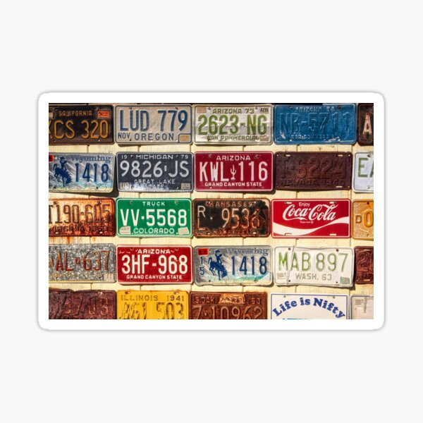 USA License Plate Collection Sticker