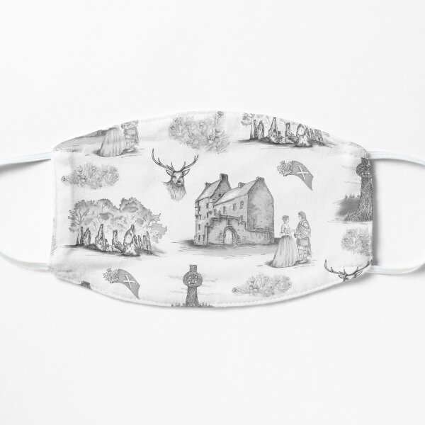 Highlander Toile in black, gray and white Flat Mask