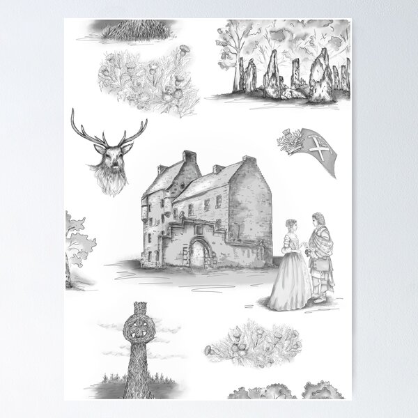 Item preview, Highlander Toile in black, gray and white designed and sold by Sharilea.