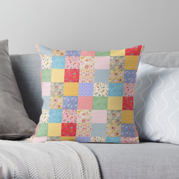 Happy Cottage Patchwork Throw Pillow