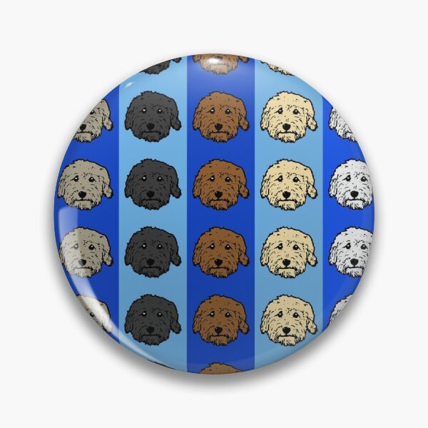 Item preview, Adorable Dood Dog faces on blue- Doodle dogs on colorful stripes - Goldendoodle gift, Labradoodle gift, Poodle gift designed and sold by smooshfaceutd.