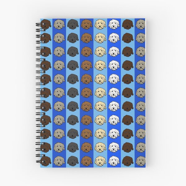 Item preview, Adorable Dood Dog faces on blue- Doodle dogs on colorful stripes - Goldendoodle gift, Labradoodle gift, Poodle gift designed and sold by smooshfaceutd.