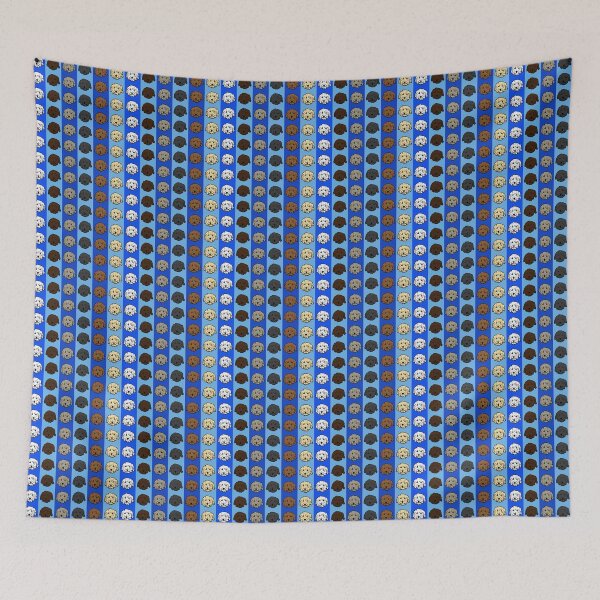 Item preview, Adorable Dood Dog faces on blue- Doodle dogs on colorful stripes - Goldendoodle gift, Labradoodle gift, Poodle gift designed and sold by smooshfaceutd.