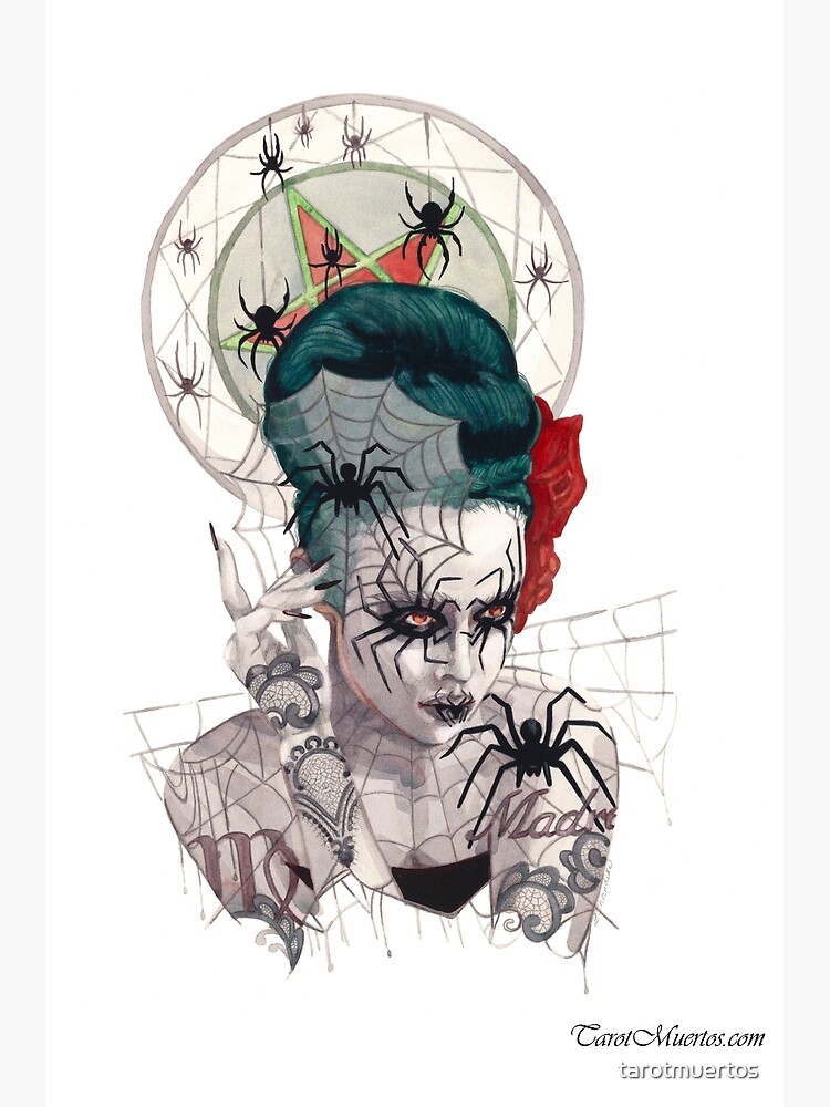 Thumbnail 3 of 3, Poster, Queen of Pentacles - Reina de Pentaculos designed and sold by tarotmuertos.