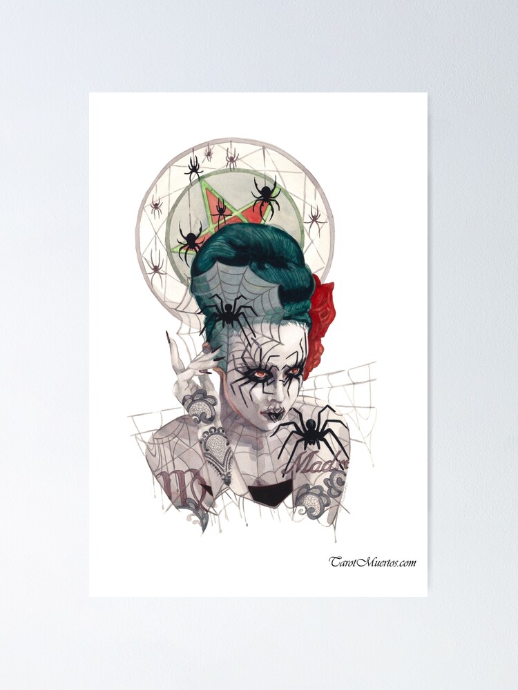 Thumbnail 1 of 3, Poster, Queen of Pentacles - Reina de Pentaculos designed and sold by tarotmuertos.