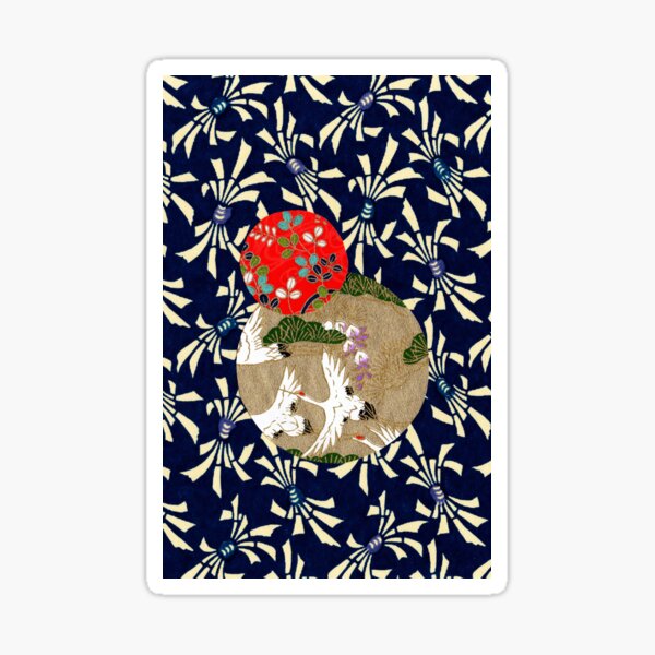 Collage 166 | Japanese washi yuzen chiyogami origami paper collage Sticker