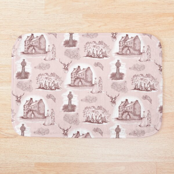 Item preview, Highlander Toile in Burgundy on muted rose background designed and sold by Sharilea.