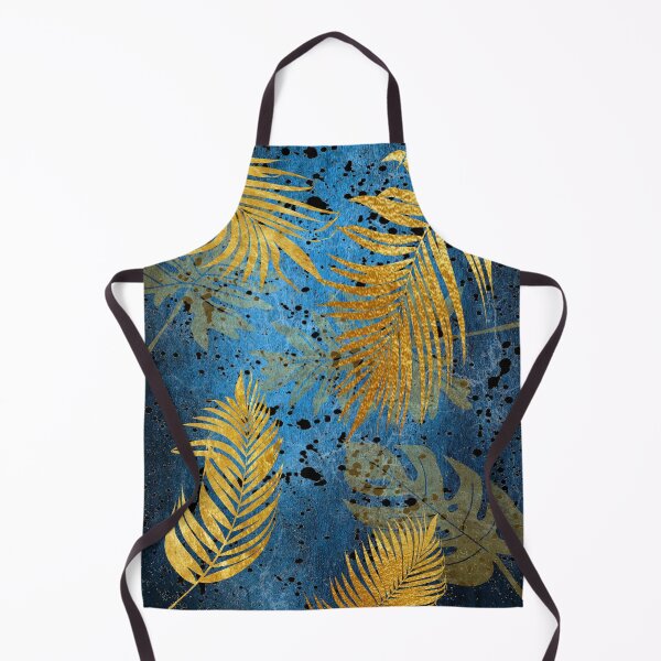 Item preview, Gold palm leaves on a blue background. redecorate, refurbish, Bird, nature designed and sold by jayne0524.