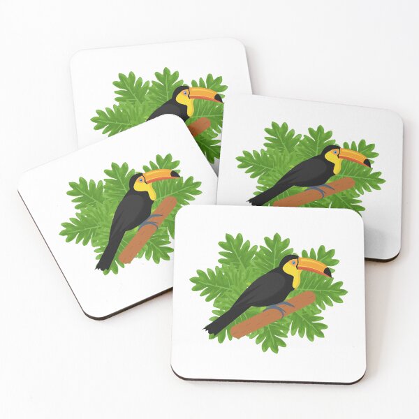 Item preview, Toucan illustration with tropical leaves designed and sold by GulArt.