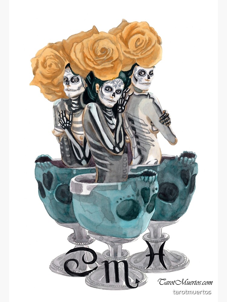 Thumbnail 3 of 3, Poster, Three of Grails - Tres de Grails designed and sold by tarotmuertos.