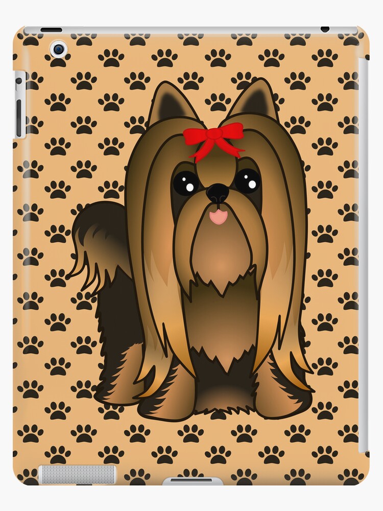 Cute Long Hair Yorshire Terrier Puppy Dog Ipad Case Skin By Artformdesigns