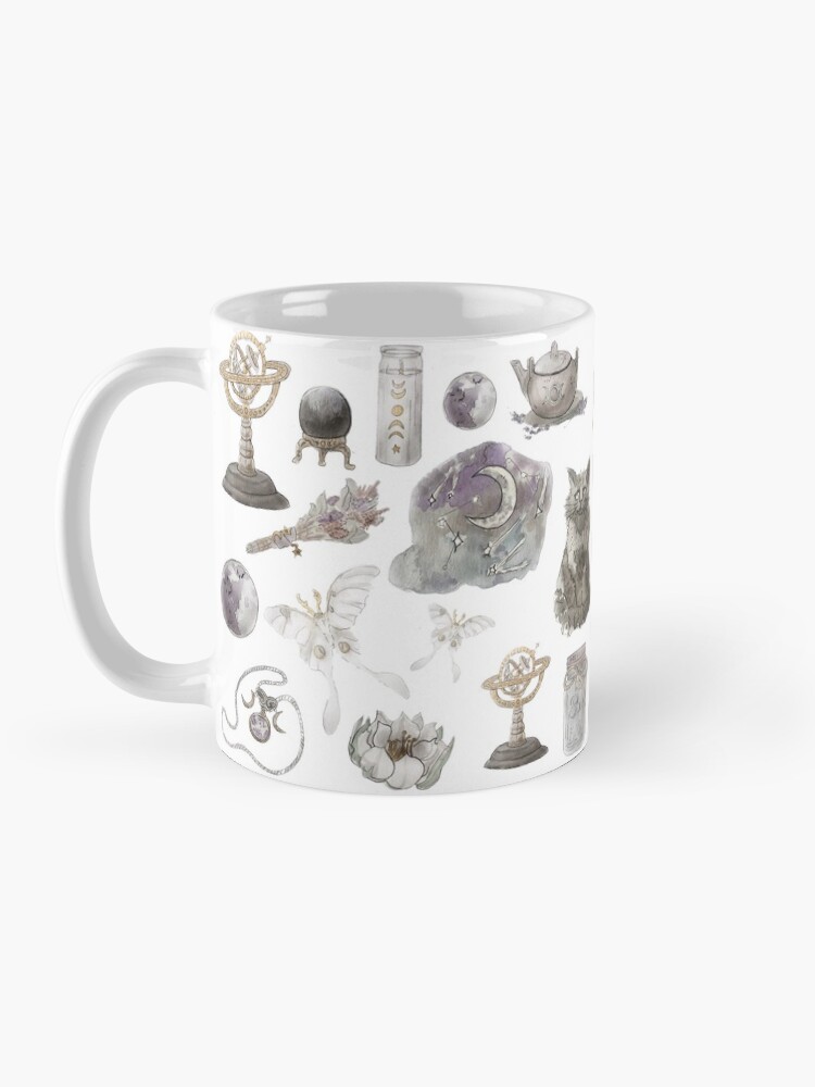 Alternate view of Lunar Witch Aesthetic Pattern - Wrap Around with White Background Mug