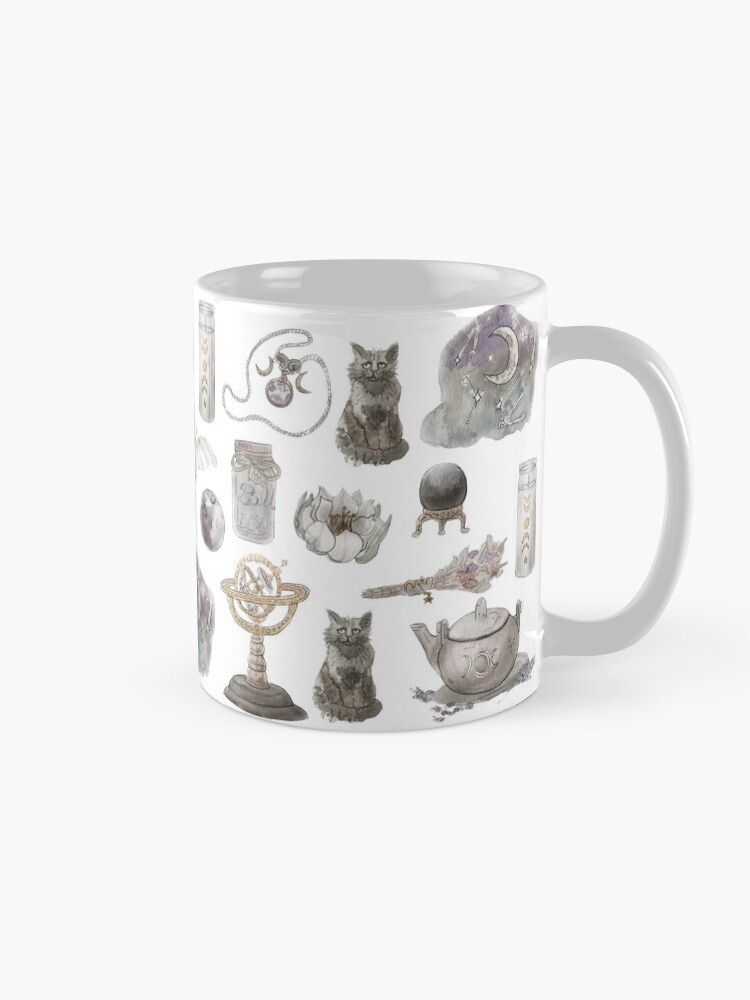 Alternate view of Lunar Witch Aesthetic Pattern - Wrap Around with White Background Mug