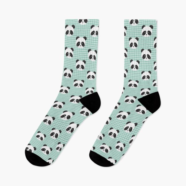 Item preview, Pandas on mint stripes - cute panda designed and sold by littlearrow.
