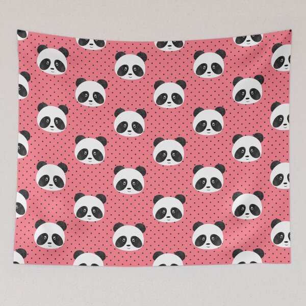 Item preview, Pandas on pink polka dots - cute panda designed and sold by littlearrow.