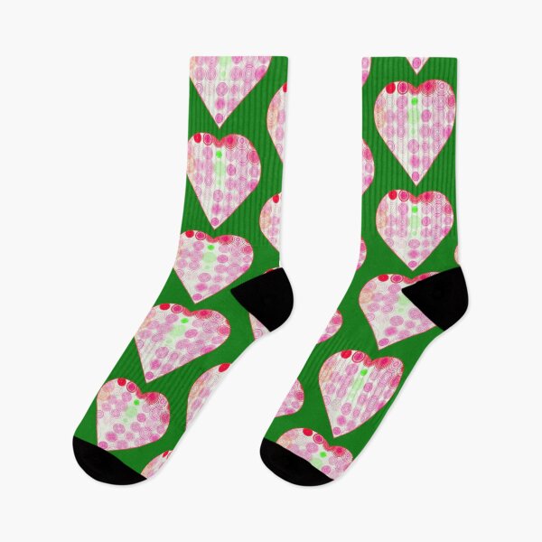Aperçu de l'œuvre rose rouge cercle vert coeur rouge fond vert créée et vendue par miaterinka.