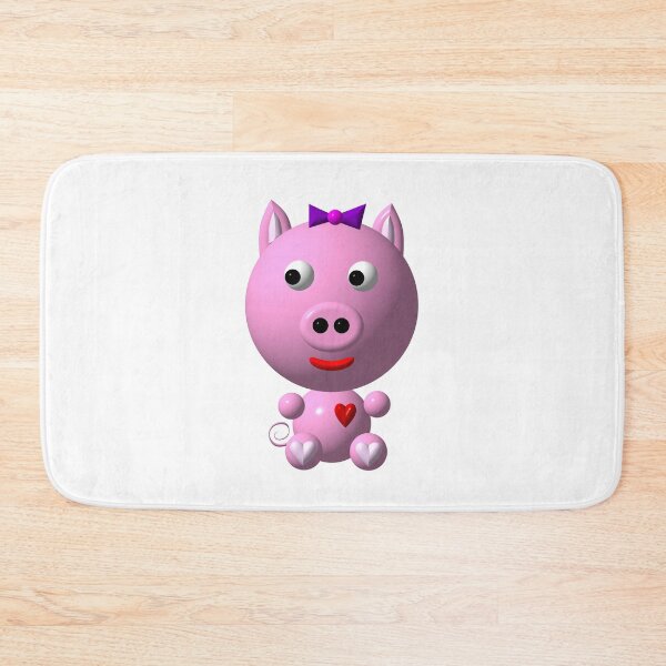 Item preview, Cute pink pig wearing a purple bow designed and sold by Artist4God.