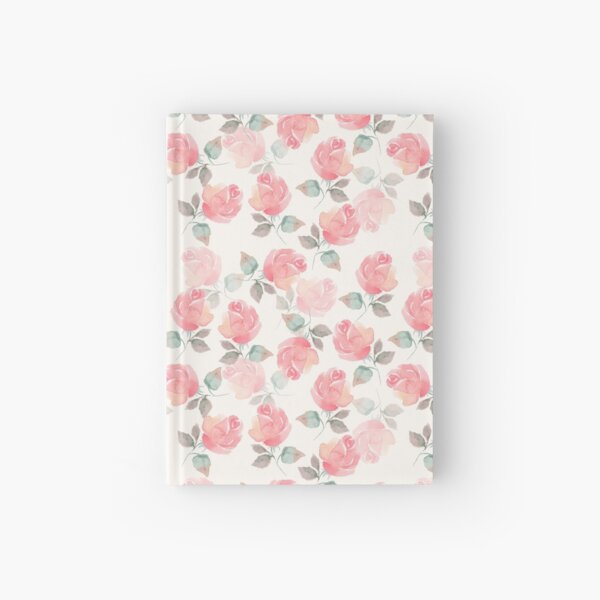 Beautiful delicate roses. Seamless watercolor pattern Hardcover Journal