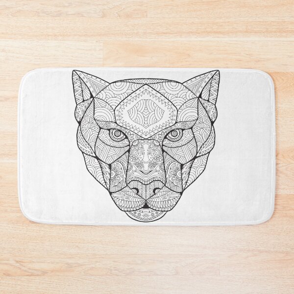 Item preview, zentangle inspired art, animal, puma, big cat, black and white designed and sold by bertiescrochu.