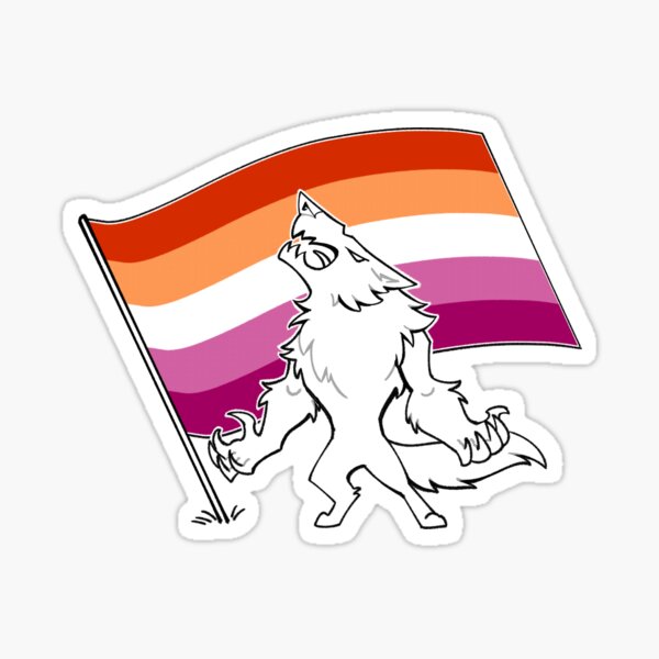 Vista previa del artículo con la obra «Hombre lobo del orgullo lésbico», diseñado y vendido por SammyHarlan.