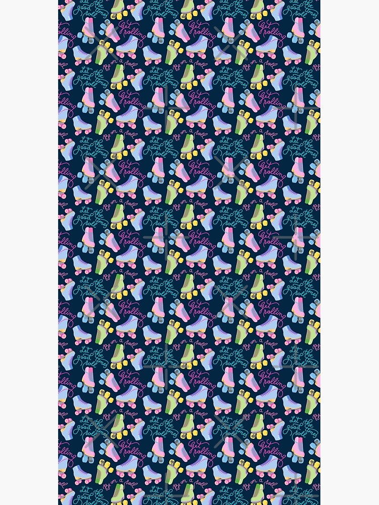 Roller Skates Pattern (Navy Background) by illucalliart