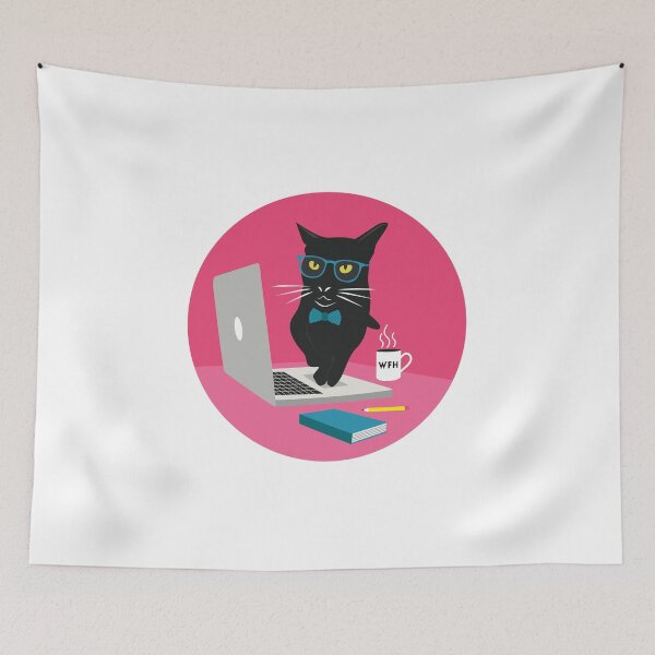 Item preview, Work From Home Cat (Circle Design)  designed and sold by alancreative.
