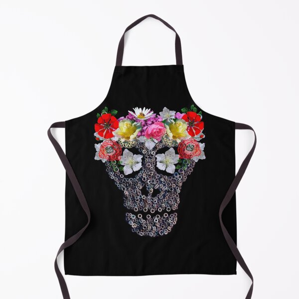 Item preview, Skull & Roses - Funny Gothic Style Metal Skull in Ukrainian Flower Wreath designed and sold by r-silver.