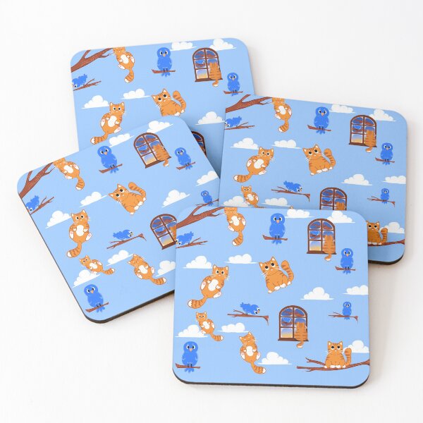 Item preview, Ginger Cat Blue Bird Pattern designed and sold by SusanaDesigns.