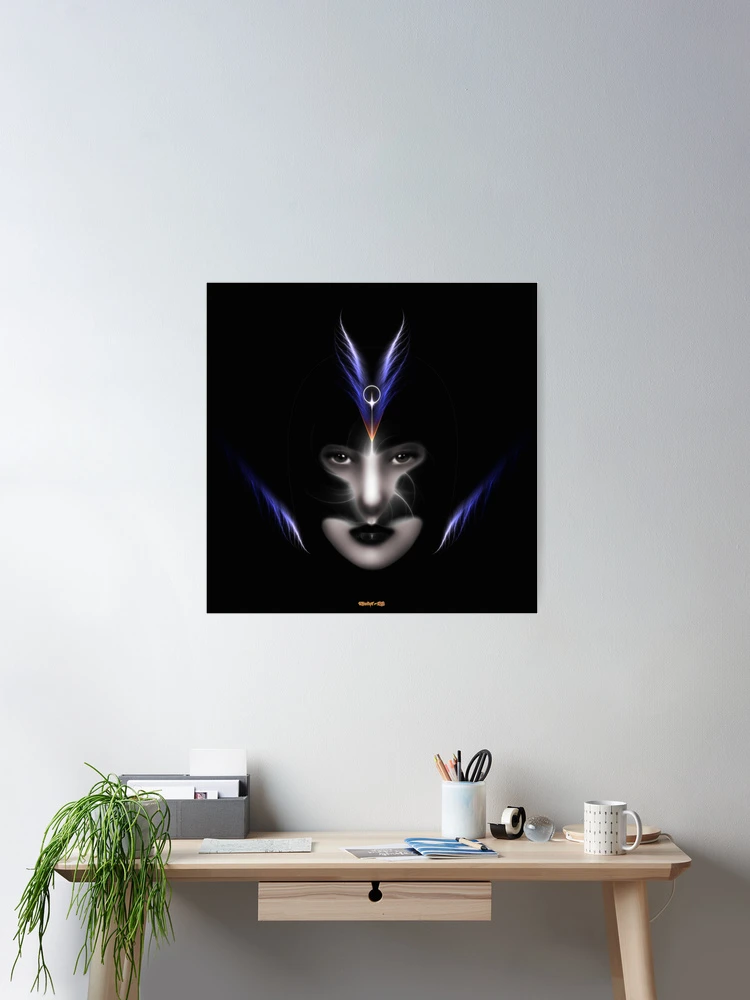 Angel Eyes Wings Of Wind Fractal Art Composition by Xzendor7 - Midnight Beauty 2 Angel Eyes Wings Of Wind Fractal Art by Xzendor7 Wall Decor Poster Art Print