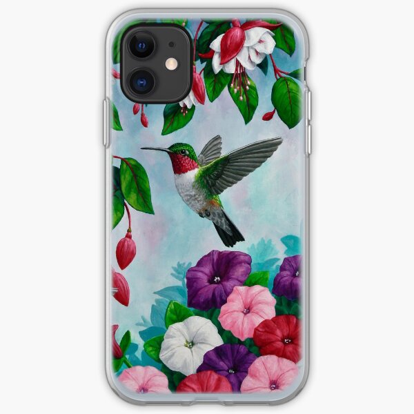 Hummingbirds and Fuchsias Purple iPhone Soft Case