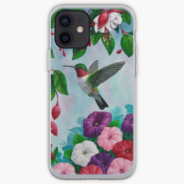Hummingbirds and Fuchsias Purple iPhone Soft Case