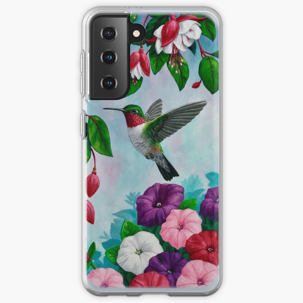 Hummingbirds and Fuchsias Purple Case & Skin for Samsung Galaxy