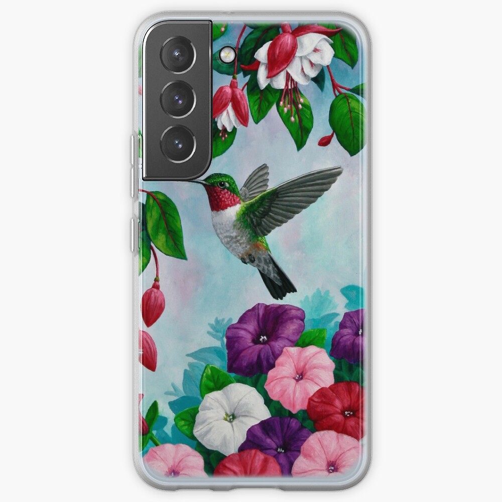 Hummingbirds and Fuchsias Purple Samsung Galaxy Phone Case