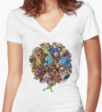 Muppets World of Friendship Women's Fitted V-Neck T-Shirt